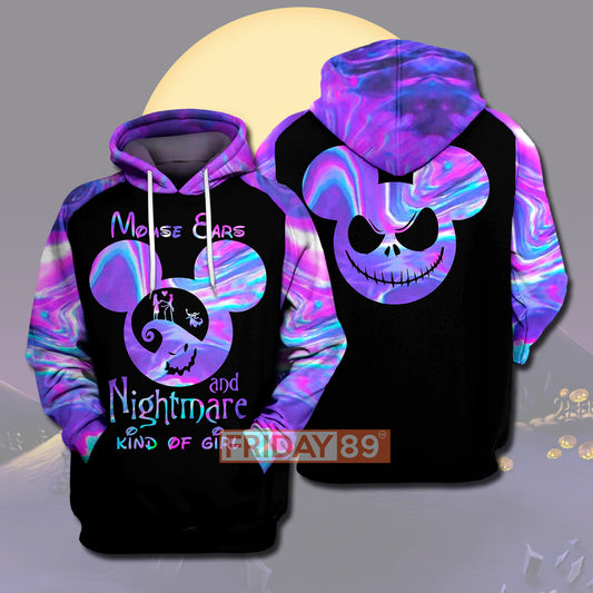 Unifinz DN T-shirt Mouse Ears And Nightmare Kind Of Girl 3D PRINT T-shirt Awesome High Quality DN TNBC Hoodie Sweater Tank 2022