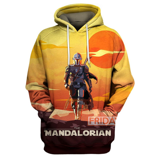 Unifinz SW T-shirt The Mandalorian Walking In The Sun 3D Print T-shirt SW Hoodie Sweater Tank 2022