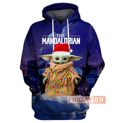 Unifinz SW T-shirt SW Baby Yoda Christmas Light The Mandalorian T-shirt Cute SW Hoodie Sweater Tank 2022