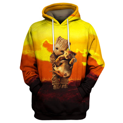 Unifinz DN LK T-shirt 3D Print Groot Hug Lion T-shirt Awesome DN LK Hoodie Sweater Tank 2022