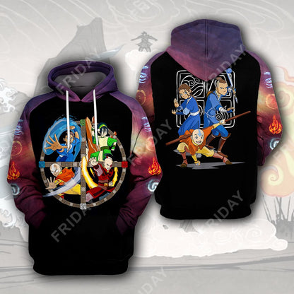 ATLA Master Of The Four Elements 3D Print Hoodie T-shirt