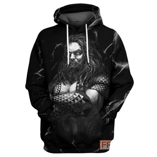 Unifinz DC Aquaman T-shirt Aquaman Black & White 3D Print T-shirt Cool DC Aquaman Hoodie Sweater Tank 2022