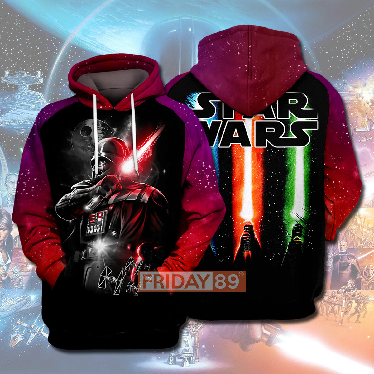 Unifinz SW T-shirt SW Dark Lord D.Vader Lightsaber All Over PRINT T-shirt Awesome SW Hoodie Sweater Tank 2022