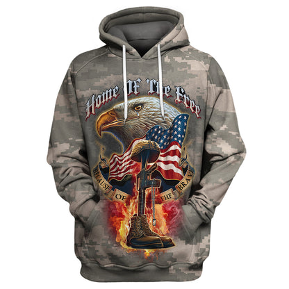 Unifinz Veteran Hoodie Home of the free - Veteran 3D Print T-shirt High Quality Veteran Shirt Sweater Tank 2022