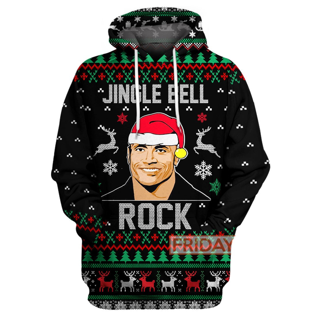 Unifinz Dwayne Johnson Hoodie Jingle Bell Rock Ugly Christmas Pattern T-shirt Dwayne Johnson Shirt  Sweater Tank 2022