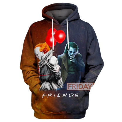 Unifinz Joker IT Hoodie Joker And Pennywise Friends T-shirt Cool Joker IT Hoodie Sweater Tank 2022