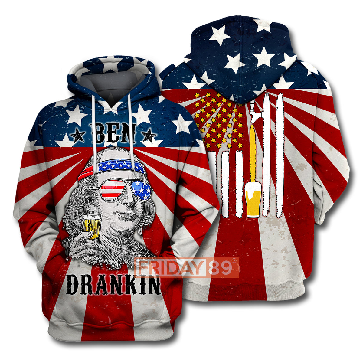 Unifinz 4th Of July T-shirt 4th Of July Ben Dranking American Beer Flag T-shirt Amazing 4th Of July Hoodie Sweater Tank 2022