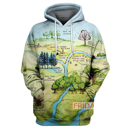 Unifinz DN WTP T-shirt Winnie The Pooh Map T-shirt Cute DN WTP Hoodie Sweater Tank 2022