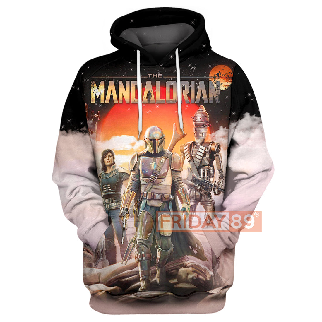 Unifinz SW T-shirt The Mandalorian Characters All Over Print T-shirt Awesome SW Hoodie Sweater Tank 2022