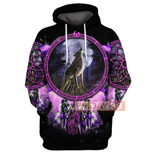 Unifinz Wolf Native American Hoodie Native Wolf Dreamcatcher Violet T-shirt Amazing Wolf Shirt Sweater Tank 2022