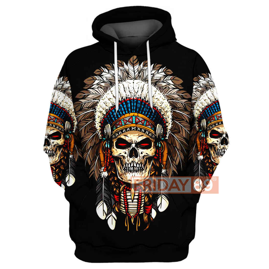 Unifinz Native American Hoodie Native American Skull War Bonnets Headdresses 3D Print T-shirt Native American Shirt Sweater Tank 2022