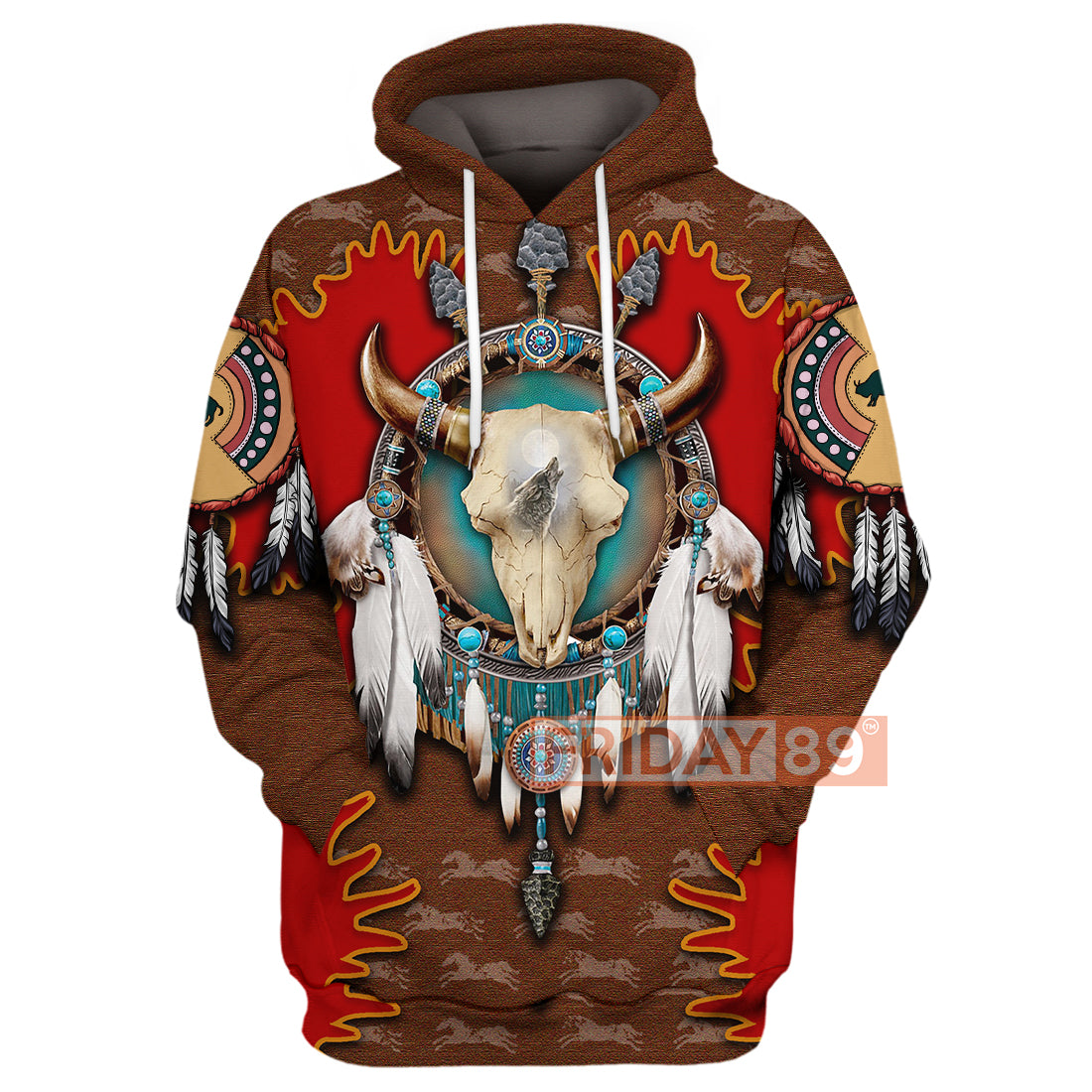 Unifinz Native American Hoodie Native Bison Skull Dreamcatcher 3D Print T-shirt Native American Shirt Sweater Tank 2022