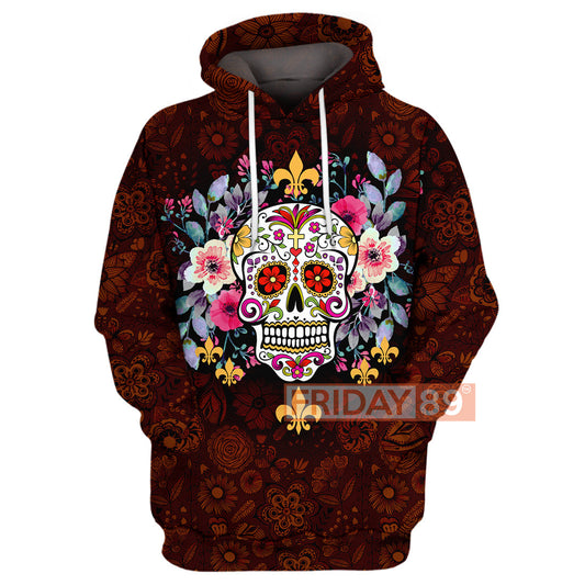 Unifinz Skull T-shirt 3D Print Sugar Skull Calavera Day Of The Dead T-shirt Skull Hoodie Sweater Tank 2022