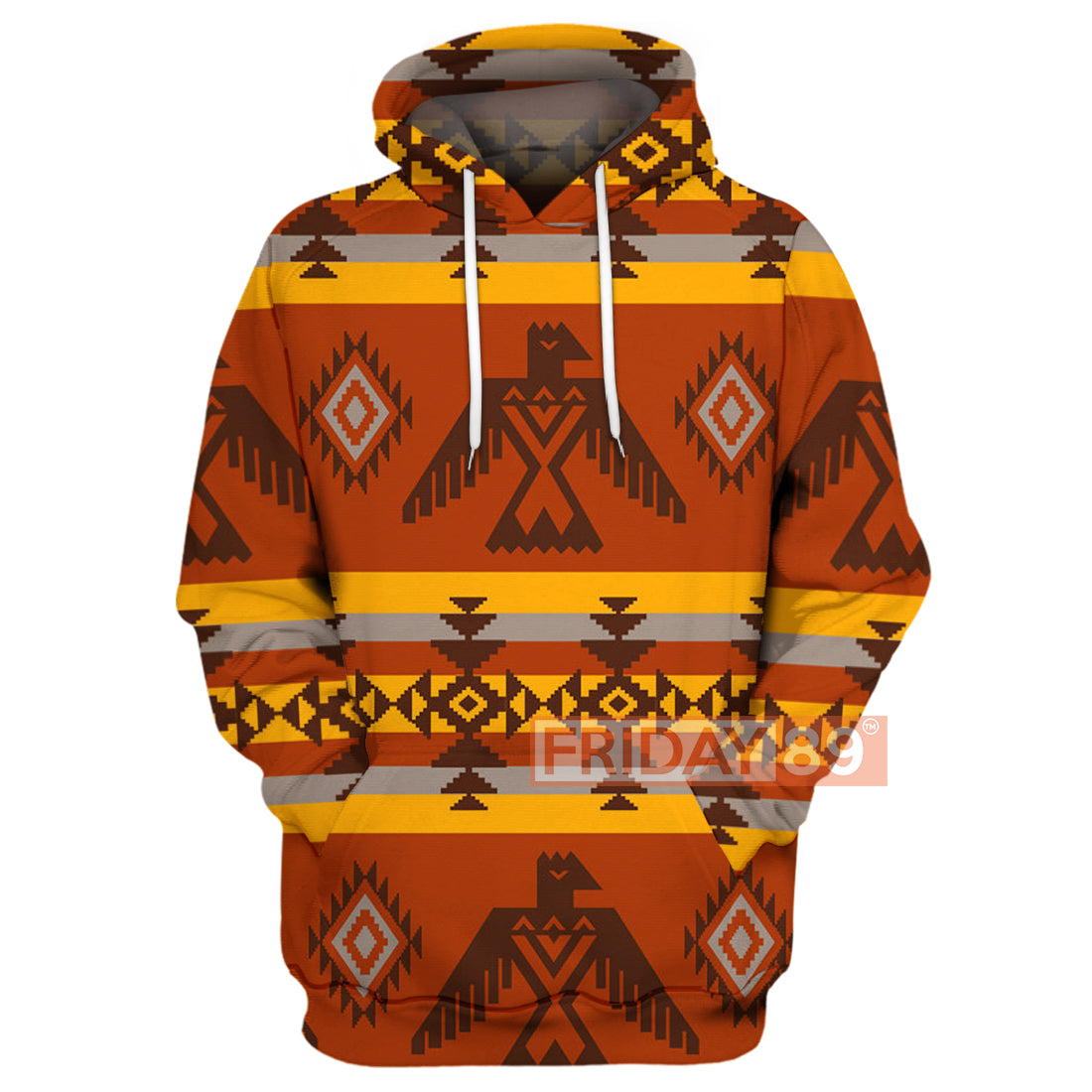 Unifinz Native American Hoodie Orange Eagle Symbols Native American Culture Patterns Tshirt Native American Shirt Sweater Tank 2022