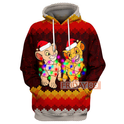 Unifinz DN LK T-shirt Simba & Nala Christmas Light T-shirt Amazing DN LK Hoodie Sweater Tank 2022