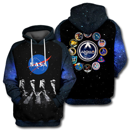 Unifinz NASA T-shirt Apollo 11 Walking Astronauts T-shirt Amazing NASA Hoodie Sweater Tank 2022