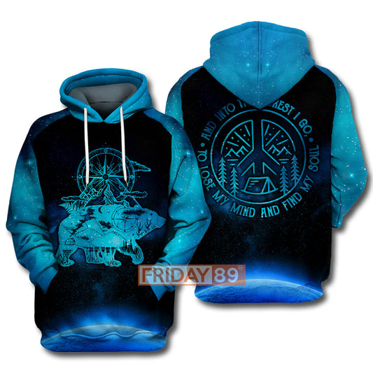 Unifinz Camping T-shirt Bear Into The Forest I Go To Lose My Mind and Find My Soul T-shirt Camping Hoodie Sweater Tank 2022