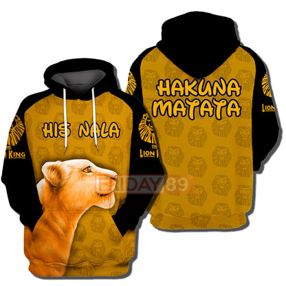 Unifinz DN LK T-shirt His Nala - Hakuna Matata 3D Print T-shirt LK Cosplay Costume DN LK Hoodie Sweater Tank 2022
