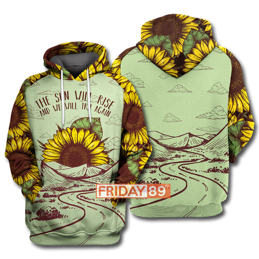 Unifinz Camping Hoodie The Sun Will Rise - Sunflower T-shirt High Quality Camping Shirt Sweater Tank 2022