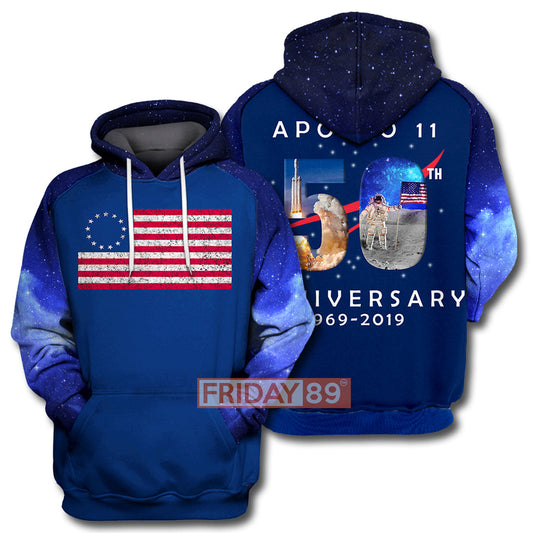 Unifinz NASA T-shirt 50th Anniversary Apollo 11 Moon Landing T-shirt Amazing NASA Hoodie Sweater Tank 2022