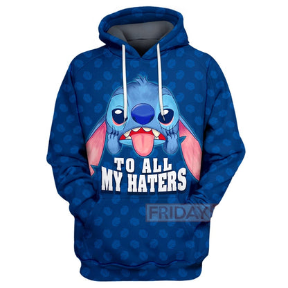 Unifinz DN Stitch T-shirt Stitch To All My Haters Blue T-shirt Amazing DN Stitch Hoodie Sweater Tank 2022