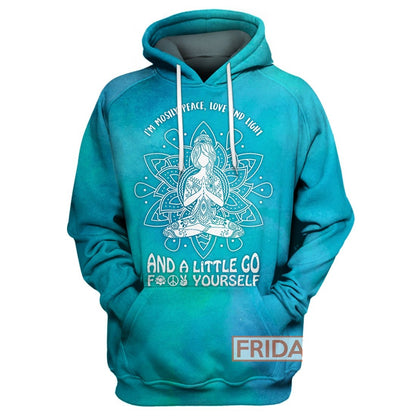 Unifinz Hippie Yoga T-shirt Yoga Girl Meditation I'm Mostly Peace Love And Light 3D Print T-shirt Hippie Hoodie Sweater Tank 2022