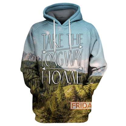 Unifinz Camping Hoodie Take The Long Way Home Traveling Camping 3D Print Hoodie Camping T-shirt Tank Sweater 2022