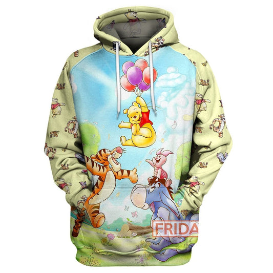 Unifinz DN T-shirt Pooh and Friends Tigger Eeyore Piglet Emoji Cartoon 3D Print T-shirt Amazing DN WTP Hoodie Sweater Tank 2022