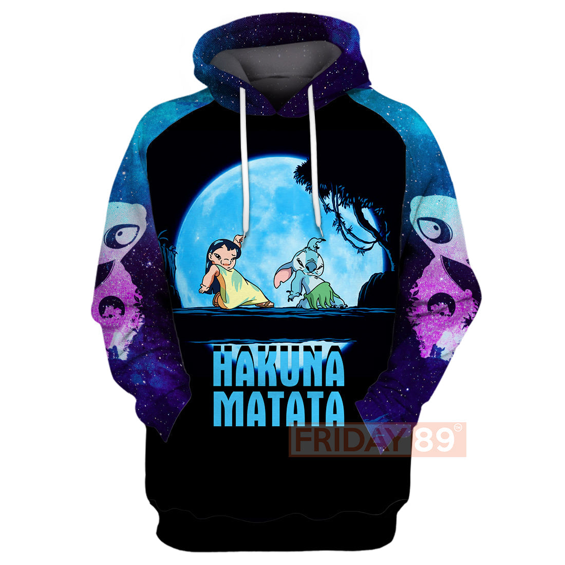 Unifinz Stitch & Lilo T-shirt Walking In The Moon Hakuna Matata 3D Print T-shirt Cute High Quality DN Stitch Hoodie Sweater Tank 2022