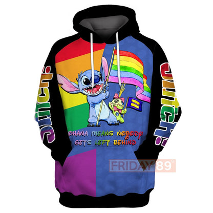 LGBT ST Ohana Means Nobody Gets Left Behind 3D Print Hoodie T-shirt