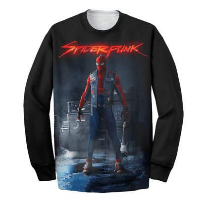 Unifinz Spiderman Hoodie SpiderPunk Rock Star T-shirt Amazing MV Hoodie Sweater 2023