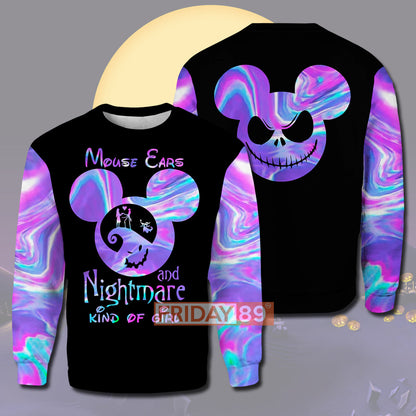 Unifinz DN T-shirt Mouse Ears And Nightmare Kind Of Girl 3D PRINT T-shirt Awesome High Quality DN TNBC Hoodie Sweater Tank 2023