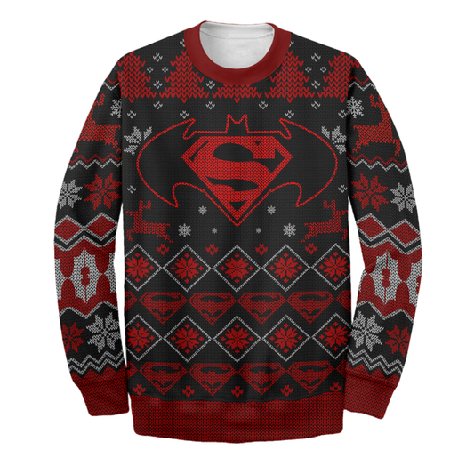 Unifinz DC Ugly Sweater Super Bat Ugly Long Sleeve DC Sweatshirt 2022