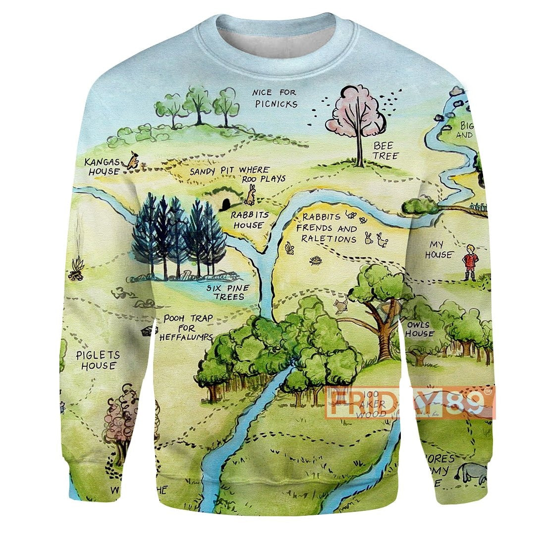 Unifinz DN WTP T-shirt Winnie The Pooh Map T-shirt Cute DN WTP Hoodie Sweater Tank 2023