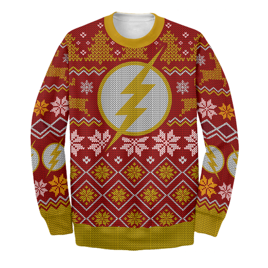 Unifinz DC The Flash Sweater The F Ugly Long Sleeve Printing DC The Flash Sweatshirt 2022