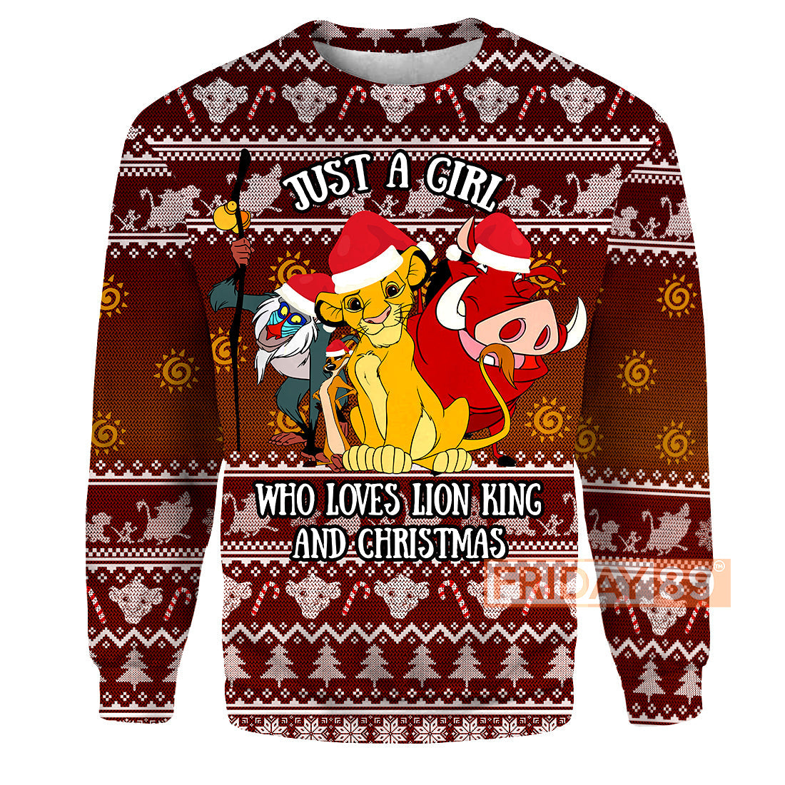 Unifinz DN LK T-shirt Just A Girl Who Loves Lion King And Christmas T-shirt DN LK Hoodie Sweater Tank 2023