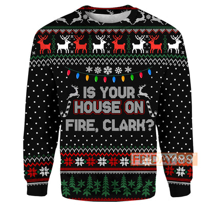 Unifinz Christmas T-shirt Is Your House On Fire Clark Ugly Christmas T-shirt Funny Christmas Hoodie Sweater Tank 2023