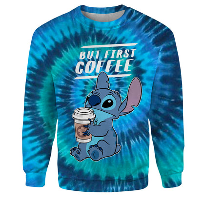 Unifinz DN Stitch T-shirt But First Coffee - Stitch Tie Dye T-shirt DN Stitch Hoodie Sweater Tank 2023