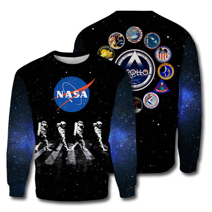 Unifinz NASA T-shirt Apollo 11 Walking Astronauts T-shirt Amazing NASA Hoodie Sweater Tank 2023