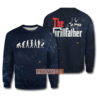 Unifinz Father T-shirt 3D Print The Grillfather BBQ Grill & Smoker T-shirt High Quality Father Hoodie Sweater Tank 2023