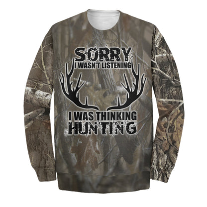 Unifinz Hunting Hoodie I was thinking Hunting 3D T-shirt Awesome Hunting Shirt Sweater Tank 2023