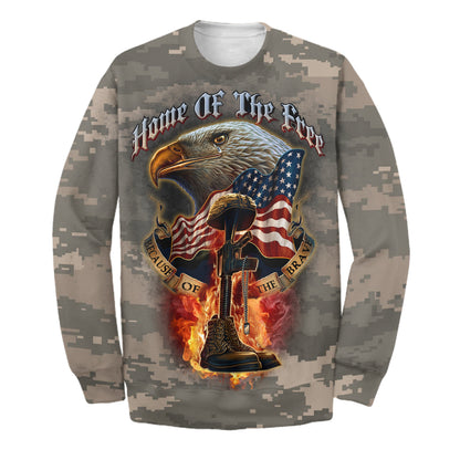Unifinz Veteran Hoodie Home of the free - Veteran 3D Print T-shirt High Quality Veteran Shirt Sweater Tank 2024