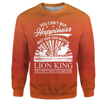 Unifinz DN LK T-shirt You Can't Buy Happiness You Can Watch Lion King 3D Print T-shirt Amazing DN LK Hoodie Sweater Tank 2022
