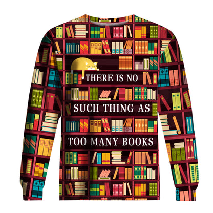 Unifinz Book Hoodie There is no such thing as too many books T-shirt Awesome Book Shirt Sweater Tank 2023