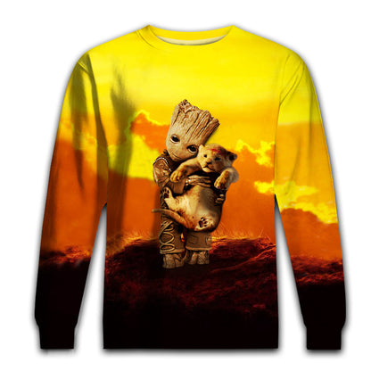 Unifinz DN LK T-shirt 3D Print Groot Hug Lion T-shirt Awesome DN LK Hoodie Sweater Tank 2023