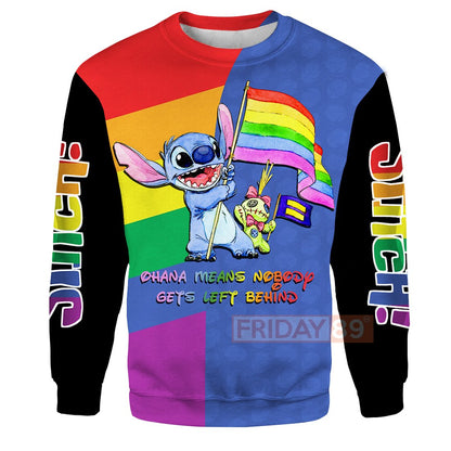 LGBT ST Ohana Means Nobody Gets Left Behind 3D Print Hoodie T-shirt