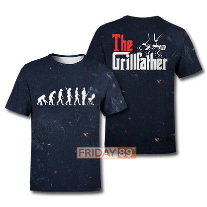 Unifinz Father T-shirt 3D Print The Grillfather BBQ Grill & Smoker T-shirt High Quality Father Hoodie Sweater Tank 2024