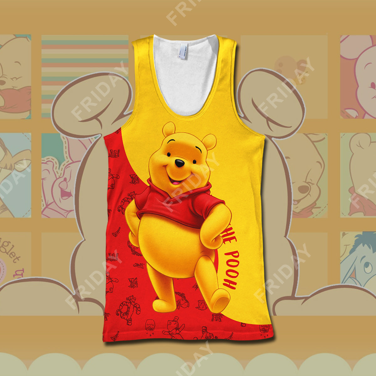 Unifinz DN WTP T-shirt Pooh Red And Yellow 3D Print T-shirt Cute High Quality DN WTP Hoodie Sweater Tank 2024