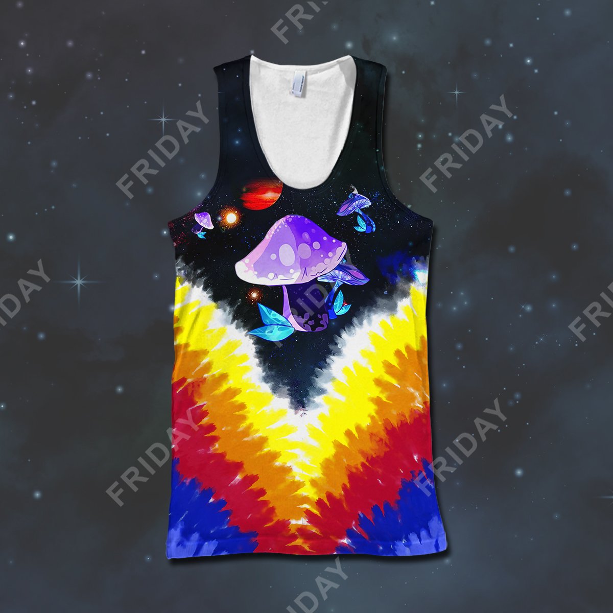 Hippie Space Shroom Tie Dye All Over Print Hoodie T-shirt