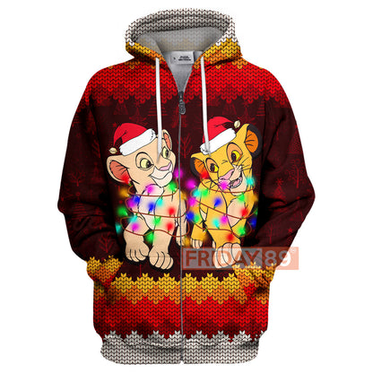 Unifinz DN LK T-shirt Simba & Nala Christmas Light T-shirt Amazing DN LK Hoodie Sweater Tank 2026